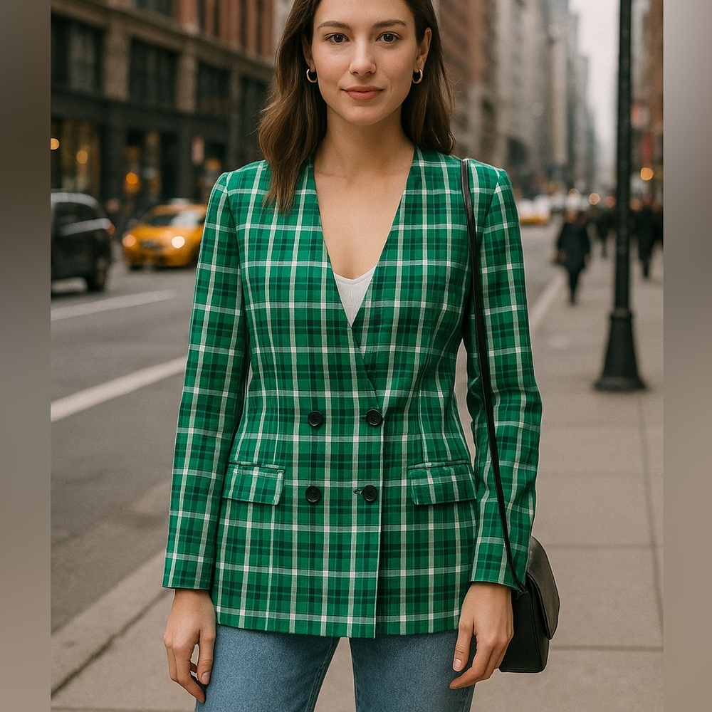 Vintage Pendleton Highland Green Plaid Blazer Size 10 New with Tags